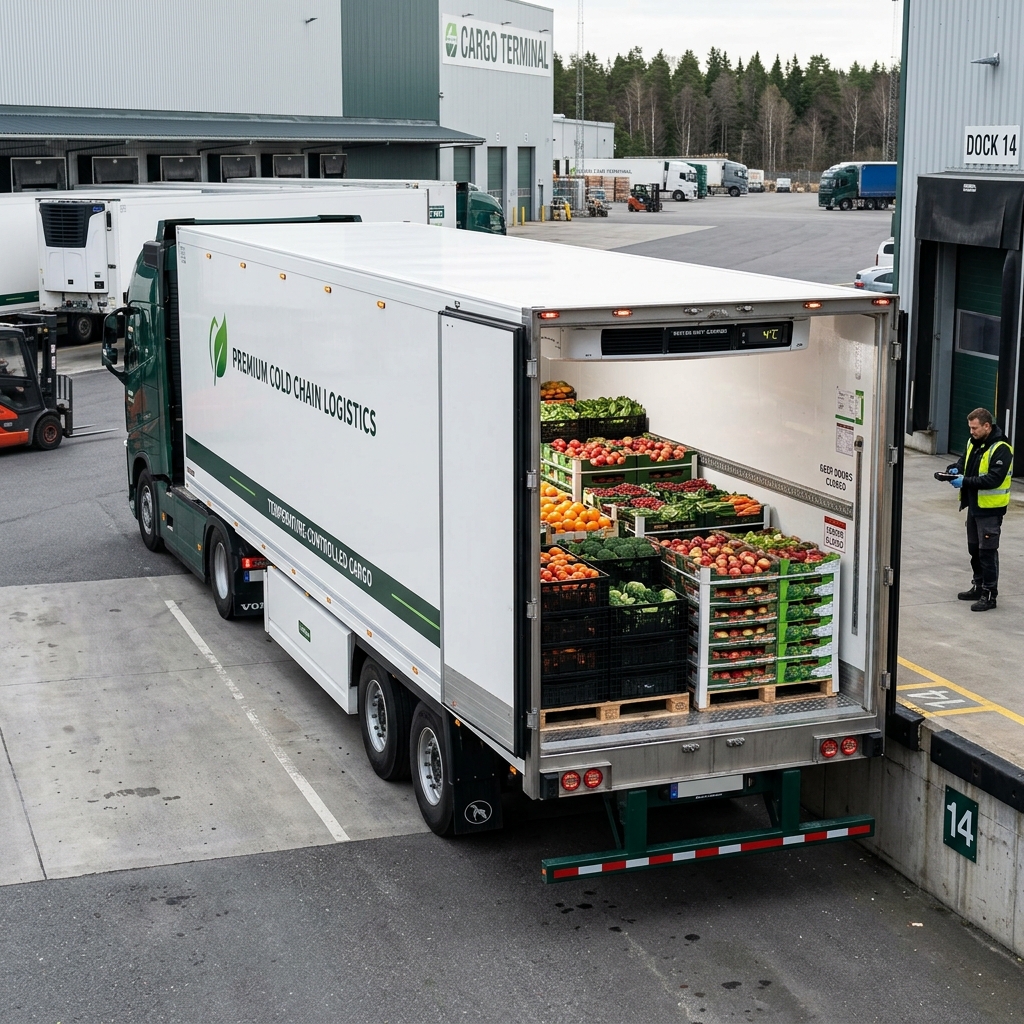 Refrigerated Truck Loading Fresh Produce